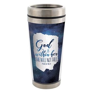 elanze designs god is within her she will not fall stainless steel 16 oz travel mug with lid