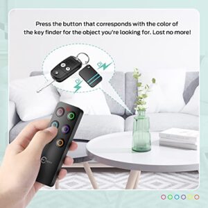 Key Finder, Esky RF Item Locator with 2 Transmitters and 6 Receivers, 100ft Working Range 80dB Loud Beeps Wireless Item Tracker Support Remote Control for Finding Pet, Wallet and Key