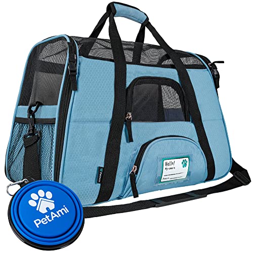 PetAmi Premium Airline Approved Soft-Sided Pet Travel Carrier | Ideal for Small - Medium Sized Cats, Dogs, and Pets | Ventilated, Comfortable Design with Safety Features (Large, Baby Blue)