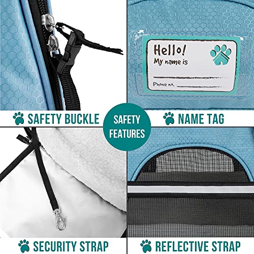 PetAmi Premium Airline Approved Soft-Sided Pet Travel Carrier | Ideal for Small - Medium Sized Cats, Dogs, and Pets | Ventilated, Comfortable Design with Safety Features (Large, Baby Blue)