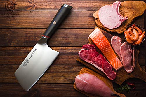 DALSTRONG Meat Cleaver Knife - 7 inch - Phantom Series - Premium Japanese High-Carbon AUS-8 Steel - Razor Sharp - Spanish Pakkawood Handle Kitchen Knife - Meat Cutting, Carving, Bone - Sheath Included