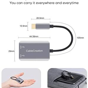 CableCreation USB Type C Splitter, 2-in-1 USB C Audio Adapter and PD Fast Charging, Compatible with iPad Pro, MacBook Air, Galaxy Note 10, S9, S10, S20, S21 Ultra, S22, Pixel 2 3 XL, Aluminum Gray