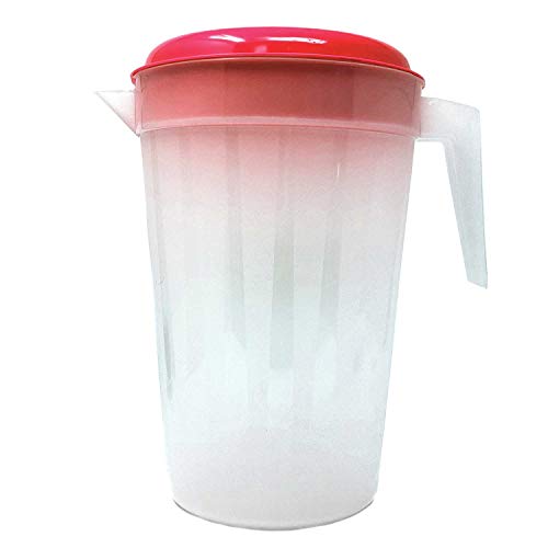 4.5 Liter Round Clear Plastic Pitcher With Lid & Handle For Water Iced Tea Beverages (4 Packs Assorted Color)