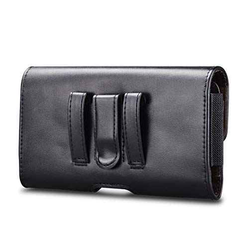 Tiflook Phone Holster for Moto G Stylus 5G G Power 2021 G Pure G Play G Fast G7 Power Optimo Maxx E One 5G Ace PU Leather Cell Phone Pouch Carrying Case with Belt Clip Belt Loop Card Holder, Black