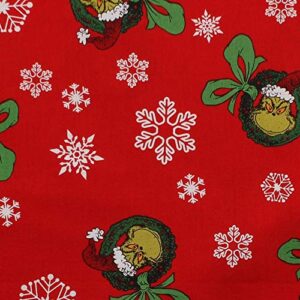 how the grinch stole christmas grinch fabric- 1 yard of mr grinch wreaths in red from dr seuss by robert kaufman fabric