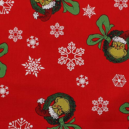 How the Grinch Stole Christmas Grinch Fabric- 1 Yard of Mr Grinch Wreaths in Red from Dr Seuss by Robert Kaufman Fabric