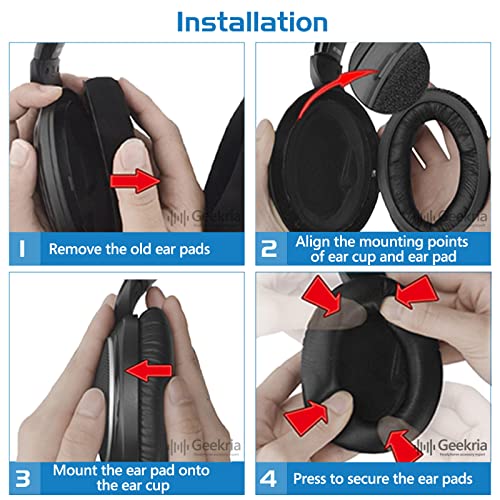 Geekria QuickFit Replacement Ear Pads for Sennheiser HD598, HD598SE, HD598CS, HD598SR, HD599Headphones Ear Cushions, Headset Earpads, Ear Cups Repair Parts (Black)