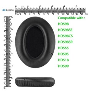 Geekria QuickFit Replacement Ear Pads for Sennheiser HD598, HD598SE, HD598CS, HD598SR, HD599Headphones Ear Cushions, Headset Earpads, Ear Cups Repair Parts (Black)