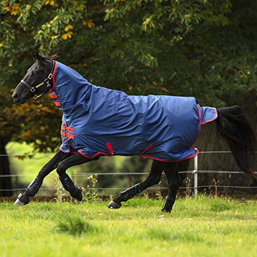 Horseware Ireland Mio All-in-One Turnout Sheet Dark Blue/Red 72