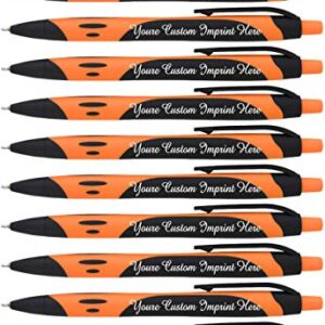 Your Name Custom Printed on our Bentley Rubberized Two-Tone Soft Touch Ballpoint Pen is a stylish, premium pen, black ink, medium point. Box of 12 - PERSONALIZED FREE (Orange)