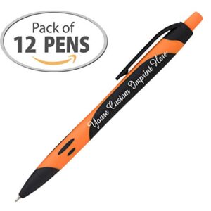 Your Name Custom Printed on our Bentley Rubberized Two-Tone Soft Touch Ballpoint Pen is a stylish, premium pen, black ink, medium point. Box of 12 - PERSONALIZED FREE (Orange)