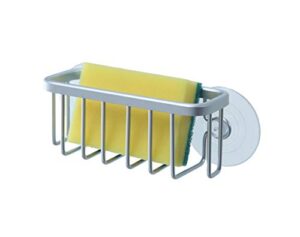 sunnypoint neverrust kitchen sink suction holder for sponges, scrubbers, soap, kitchen, bathroom, 6"l x 2.36" w x 2.56"h , aluminum (mat silver, set of 1)