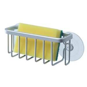 SunnyPoint NeverRust Kitchen Sink Suction Holder for Sponges, Scrubbers, Soap, Kitchen, Bathroom, 6"L x 2.36" W x 2.56"H , Aluminum (Mat Silver, Set of 1)