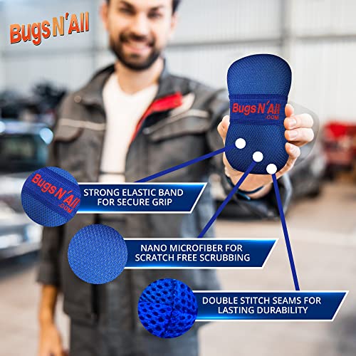 Bugs N’ All Bug Sponge for Car Washing - Ultra Nano Microfiber Sponge Mesh - Effective Car Sponge for Scratch-Free Scrubbing, Bug Splatter, Road Grime, Tar, Pine and Tree Sap Pitch Removal - 1 Sponge