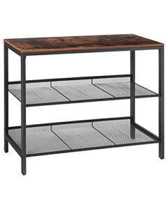 hoobro console table, sofa table with 2 flat or slant adjustable mesh shelves, hallway table and sideboard in entryway, living room corridor, easy assembly, industrial, rustic brown and black bf01xg01