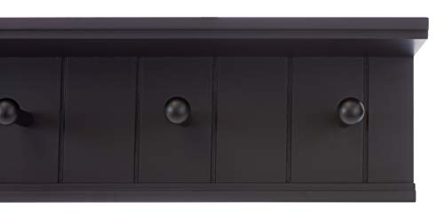 kieragrace Kian Wall Shelf with Five Pegs - Black, 24" by 5.25"