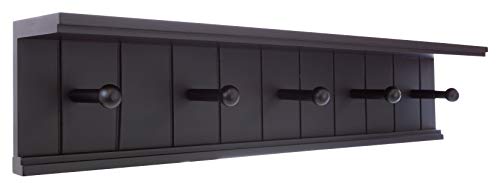 kieragrace Kian Wall Shelf with Five Pegs - Black, 24" by 5.25"