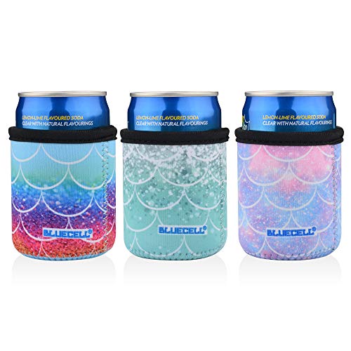 Bluecell Pack of 3 Neoprene Insulators Fish Scale Pattern Beer Can Sleeves for 7.5oz Drink Beer Cans (Fish-Scale Pattern(3pcs), 7.5 oz)