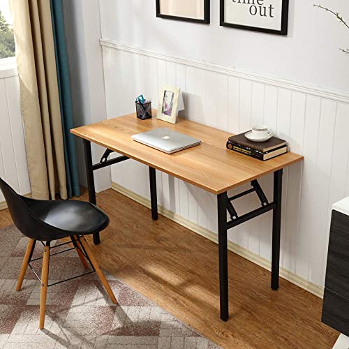 Need Office Computer Desk - 47.2L Sturdy and Heavy Duty Folding Laptop Table,Writing Table/Home Office Desk/Sewing Table,No Assembly Required (Teak Color) AC5BB12060