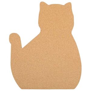 12” x 15 ” cat shape large cork board tiles, thick cork board, gift for cat lover, office cat gift, unique style bulletin board, ultra strong self adhesive backing, bulletin pin safe
