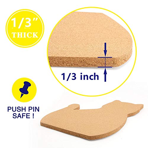 12” x 15 ” Cat Shape Large Cork Board Tiles, Thick Cork Board, Gift for Cat Lover, Office Cat Gift, Unique Style Bulletin Board, Ultra Strong Self Adhesive Backing, Bulletin Pin Safe