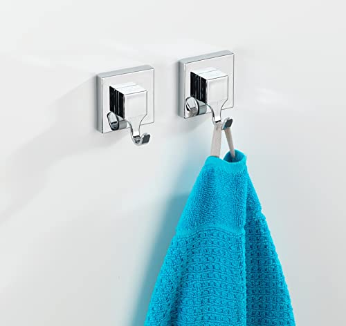 Wenko Set of 2 Towel Hooks, Coat Hooks, Acrylonitrile Butadiene Styrene (ABS), Chrome, 6 x 7 x 5 cm
