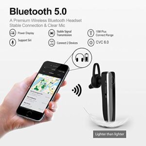 Bluetooth Earpiece for Cell Phone Link Dream Hands Free Bluetooth Headset with Mic 12Hrs Talktime Noise Cancelling Earpiece Compatible with iPhone Samsung Android Mobile Phones, Driver Trucker (Black)