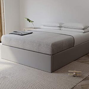 VANT Upholstered Platform Bed - King Size - Velvet Smoke Grey - Easy Assembly Bed Frame No Box Spring Needed Foundation for Optimal Support - Sleek Modern Design for Any Bedroom