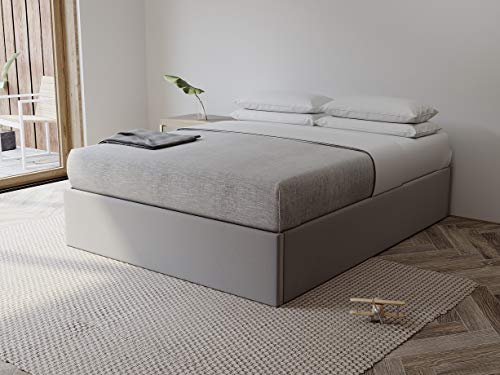 VANT Upholstered Platform Bed - King Size - Velvet Smoke Grey - Easy Assembly Bed Frame No Box Spring Needed Foundation for Optimal Support - Sleek Modern Design for Any Bedroom