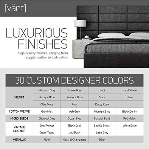 VANT Upholstered Platform Bed - King Size - Velvet Smoke Grey - Easy Assembly Bed Frame No Box Spring Needed Foundation for Optimal Support - Sleek Modern Design for Any Bedroom