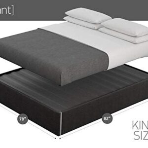 VANT Upholstered Platform Bed - King Size - Velvet Smoke Grey - Easy Assembly Bed Frame No Box Spring Needed Foundation for Optimal Support - Sleek Modern Design for Any Bedroom