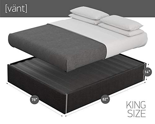 VANT Upholstered Platform Bed - King Size - Velvet Smoke Grey - Easy Assembly Bed Frame No Box Spring Needed Foundation for Optimal Support - Sleek Modern Design for Any Bedroom