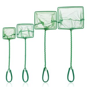 tugaizi aquarium fish net fine quick catch mesh nylon fishing catch nets with plastic handle - green (3in, 4in,5in, 6in)