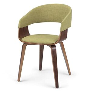 simplihome lowell bentwood dining chair, acid green linen look fabric and solid wood, rounded, upholstered, for the dining room,