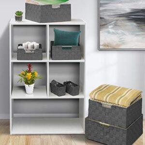 Sorbus Storage Box Woven Basket Bin Container Tote Cube Organizer Set Stackable Storage Basket Woven Strap Shelf Organizer Built-In Carry Handles (7 Piece - Grey)