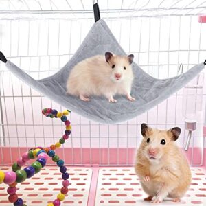 Small Animal Hammock Hanging Bed Sleeper Pet Nap Cage Accessories for Parrot Sugar Glider Hamster Ferret Squirrel Guinea Pig (Gray)