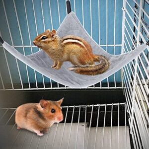 Small Animal Hammock Hanging Bed Sleeper Pet Nap Cage Accessories for Parrot Sugar Glider Hamster Ferret Squirrel Guinea Pig (Gray)
