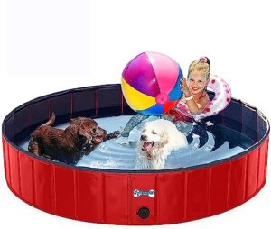 v-hanver foldable dog pool collapsible heavy duty pvc pet pool bath tub for xlarge dogs and puppies, 63 x 12 inch