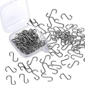 senkary 100 pieces 0.55 inch length mini s hooks extra small s hooks metal s-shaped hooks for crafts, jewelry and hanging (silver)