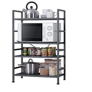 eknitey adjustable storage shelf, metal kitchen shelving, microwave oven shelf utility storage shelf with 4 hooks(4-tier)