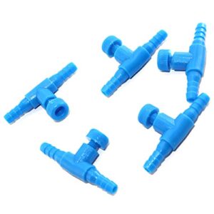 DGZZI T Shaped Control Valve 5PCS Aquarium 2 Way Air Line Regulator Connector for Fish Tank Pump 4mm