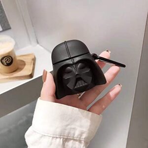 AZlanlan Headset Set for Apple Airpods 1&2, 3D Anime Theme [Blue Cat] Darth Vader[Star Wars] [Middle Finger Cat] Silicone Headphone Case. (Black Warrior)
