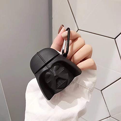 AZlanlan Headset Set for Apple Airpods 1&2, 3D Anime Theme [Blue Cat] Darth Vader[Star Wars] [Middle Finger Cat] Silicone Headphone Case. (Black Warrior)