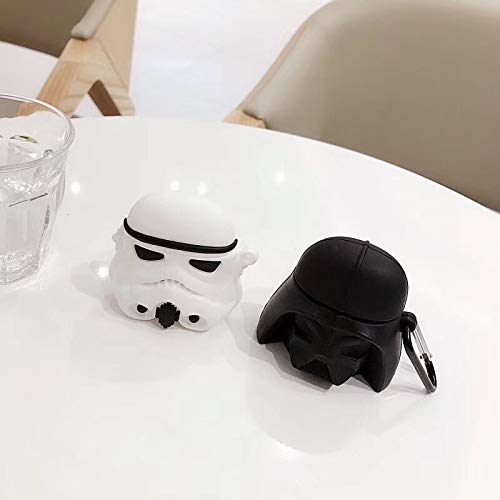 AZlanlan Headset Set for Apple Airpods 1&2, 3D Anime Theme [Blue Cat] Darth Vader[Star Wars] [Middle Finger Cat] Silicone Headphone Case. (Black Warrior)