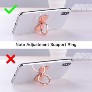 Pelc Cell Phone Ring Holder Stand,Finger Ring Stand Butterfly Metal Ring Grip for Magnetic Car Mount Compatible with All Smartphone- Rose Gold