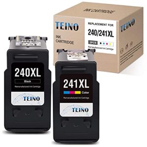 teino remanufactured ink cartridge replacement for canon pg-240xl 240 xl cl-241xl 241 xl for canon pixma mg3620 ts5120 mx532 mg3520 mx452 mx472 mx432 mg2120 mg3222 printer (black, tri-color, 2 pack)