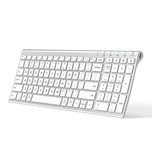 iclever bk10 bluetooth keyboard, wireless bluetooth keyboard, rechargeable bluetooth 5.1 multi device keyboard with number pad full size stable connection for mac, windows, ios, android, laptop