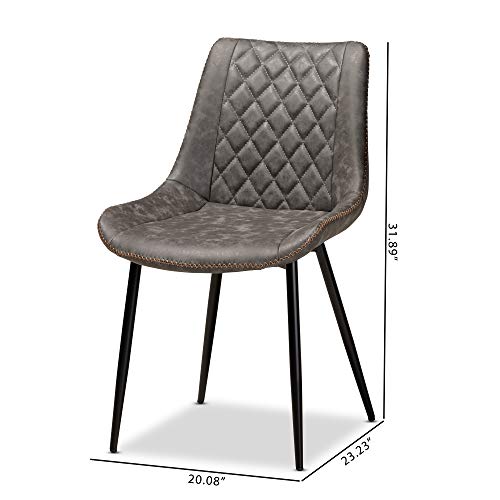 Baxton Studio Dining Chairs, Grey/Brown/Black