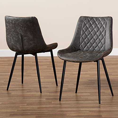 Baxton Studio Dining Chairs, Grey/Brown/Black