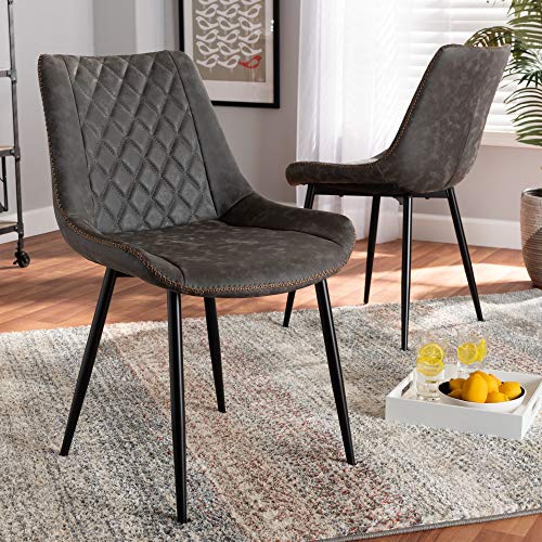 Baxton Studio Dining Chairs, Grey/Brown/Black